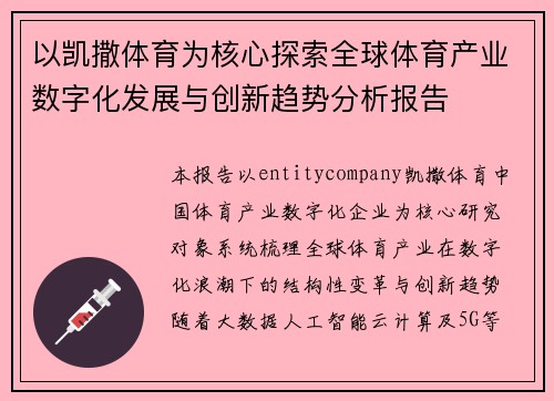 以凯撒体育为核心探索全球体育产业数字化发展与创新趋势分析报告